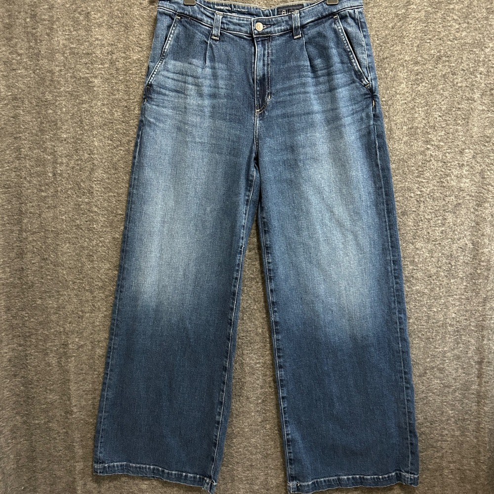 AG Stella Mid Rise Palazzo Wide Leg Jeans Womens 30 Blue Pleated Japanese Denim